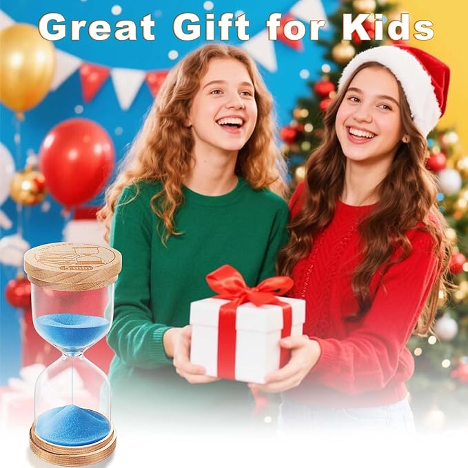 5 Minute Sand Timer, Wooden Blue Hourglass Hour Glass Timer, Small Sand Clock, Sand Watch 5 Min for Toothbrush, Classroom, Games, Desk,Decor (Blue)