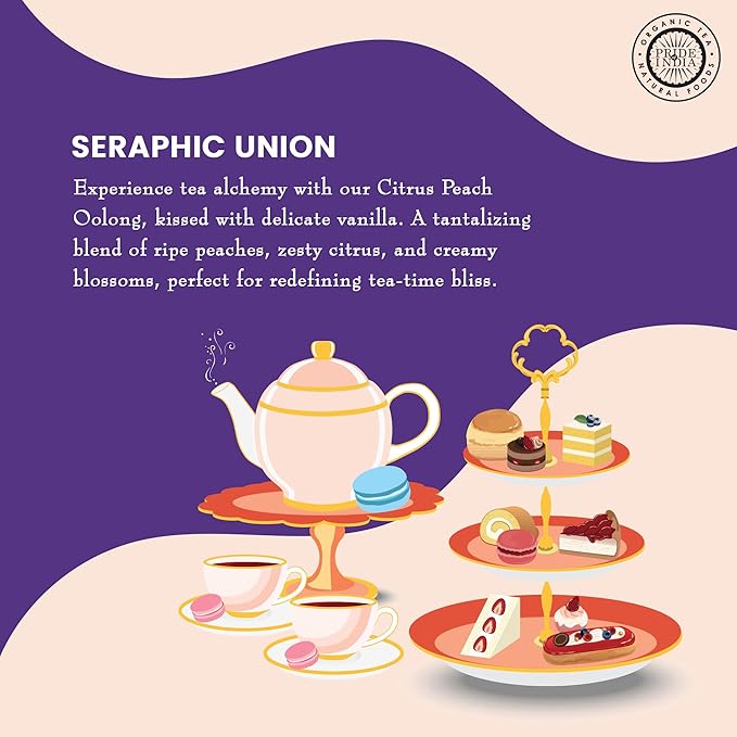 Pride of India | PACK of 6 - Sauvignon Crème Peachy Oolong Tea | 15 Pyramid Full Leaf Individually Wrapped Tea Bags | Fruity, Creamy & Citrusy Taste | Refreshing & Relaxing Experience | Caffeine