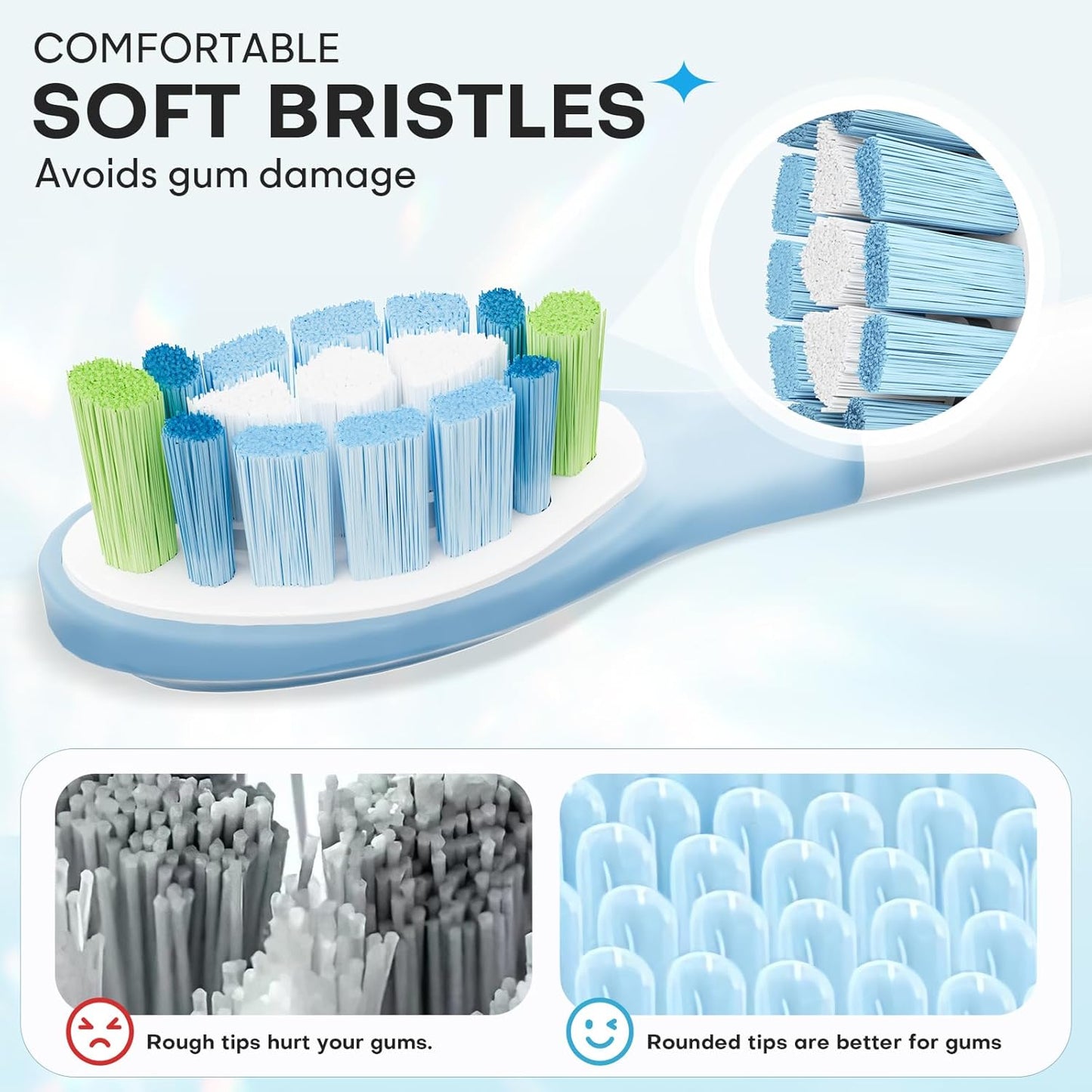 Sonicare Replacement Heads, Electric Toothbrush Replacement Heads Compatible with Philips Sonicare - 12 Pack (6 White+ 6 Black)