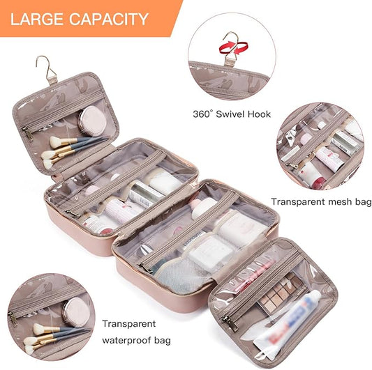 Telena Travel Toiletry Bag for Women with Hanging Hook, Water-resistant Cosmetic Bag Travel Organizer for Accessories, Toiletries, Shampoo