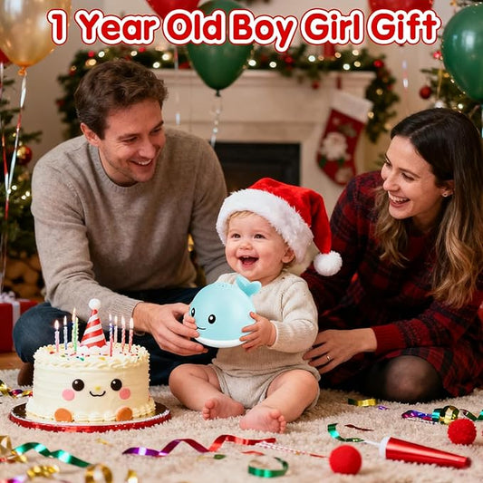 Baby Boy Bath Toys, Christmas Stocking Stuffers 1 Year Old Boy Gift, Toddler Bath Toys for Kids Ages 1-3, Light Up Whale Bath Toy Sprinkler Infant Baby Toys 6-12-18 Months Bathtub Fountain Toy
