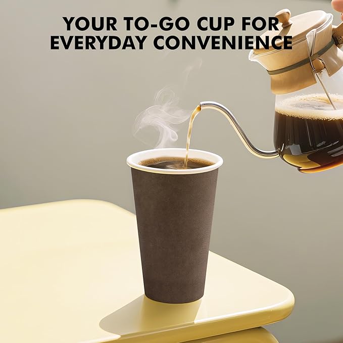 16 oz Disposable Coffee Cups with Lids 100 Pack, Hot Paper Coffee Cups with Lids, To Go Cup with Lid
