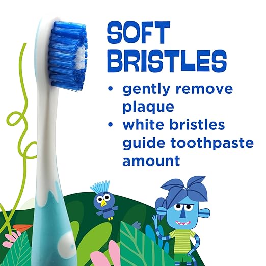 GUM Monsterz Jr Kids’ Toothbrush, Soft Bristled Children’s Toothbrush with Suction Cup, for Ages 5+, 2 Count(Pack of 6)