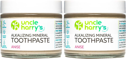 Uncle Harry's Anise Remineralizing Toothpaste | Natural Whitening Tooth Paste Freshens Breath & Promotes Enamel | Vegan Fluoride Free Toothpaste (2 Pack)