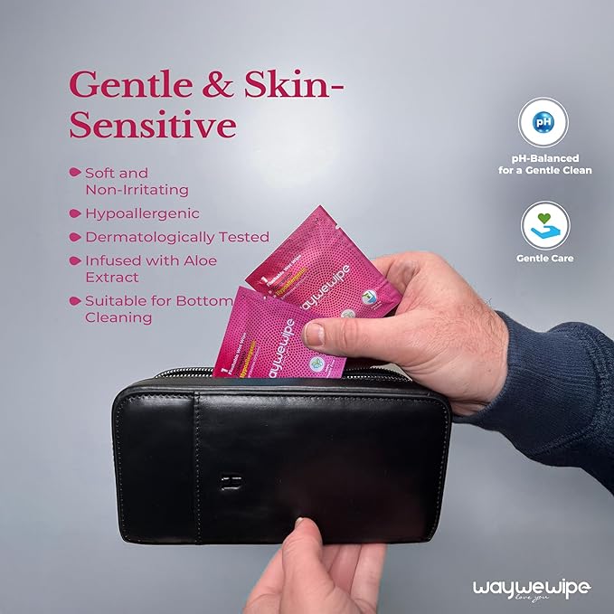 On-The-Go Flushable Feminine Wet Wipes, 60 Count XL Individually Wrapped Female Wipes, Hypoallergenic 100% Plant Based Septic Safe, Travel Size Adult Cleansing Cloth for Women, Rosewater