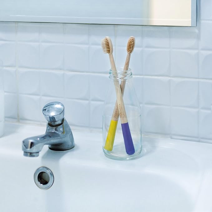 Superbee Biodegradable Bamboo toothbrushes – 5 Pack – Soft bristles for Adults & Kids’ Teeth with Colorful Handles - Eco-Friendly Natural Bamboo toothbrushes – Zero Waste Travel Toothbrush Kit