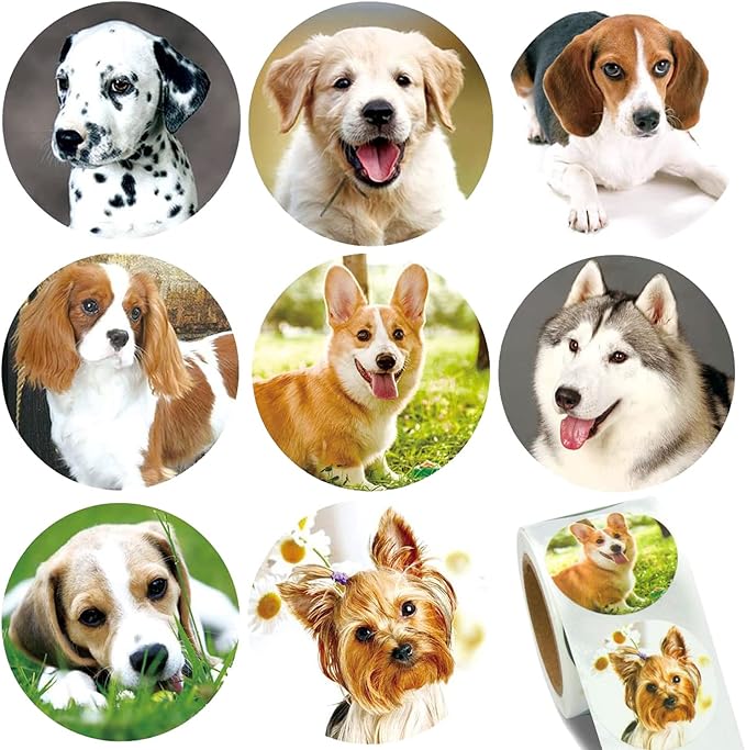 1.5" Dog Stickers for Kids Teachers, 500 Pcs Dog Puppy Stickers for Toddlers Birthday Party, School Reward, Giveaways