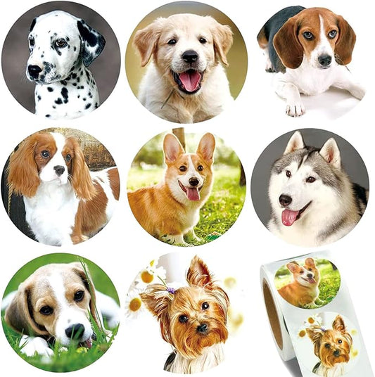 1.5" Dog Stickers for Kids Teachers, 500 Pcs Dog Puppy Stickers for Toddlers Birthday Party, School Reward, Giveaways
