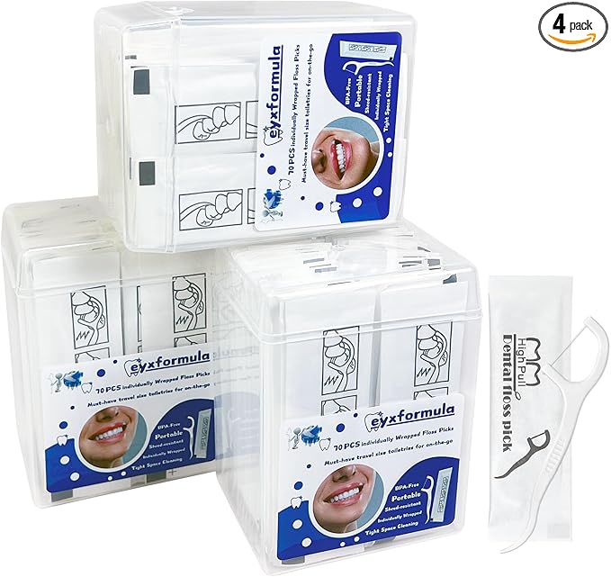 200 Count Individually Wrapped Dental Floss Picks - Travel Flossers for Teeth Cleaning and Oral Care - Ideal Travel Size Toiletries, Wedding Basket Supplies and Guest Bathroom Essentials