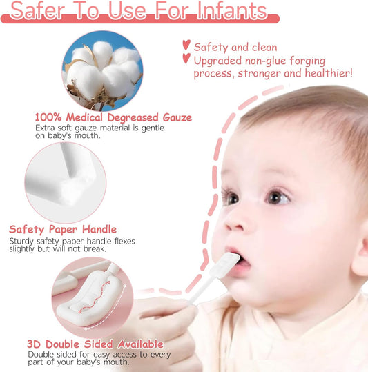 60PCS Baby Tongue Cleaner & 1PCS Finger Toothbrush Infant Mouth Cleaner Newborn Gum Cleaner Disposable Infant Oral Clean Stick Dental Care for Baby Toddler