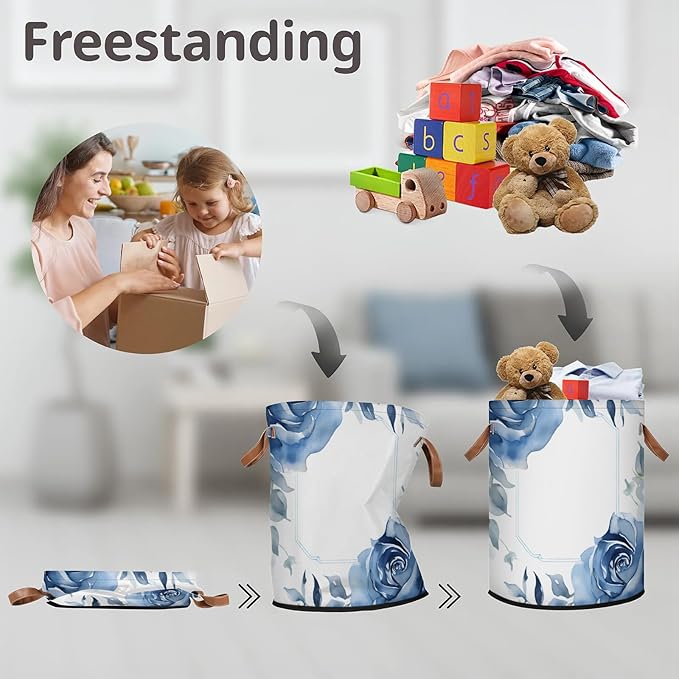 62L Rose Laundry Basket for Clothes Books Toys Adult Kids Rotundity Laundry Hampers Bin for Bathroom Kitchen Hotel