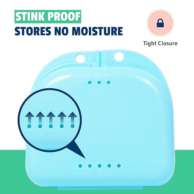 Retainer Case - Pack of 2 - Odorless Mouth Guard Case-Retainer Holder-Ventilated, Durable & Hygienic Night Guard Cases for Carrying and Protecting Braces, Partial Dentures & Aligners-3.14 x 3.14 x 1.1