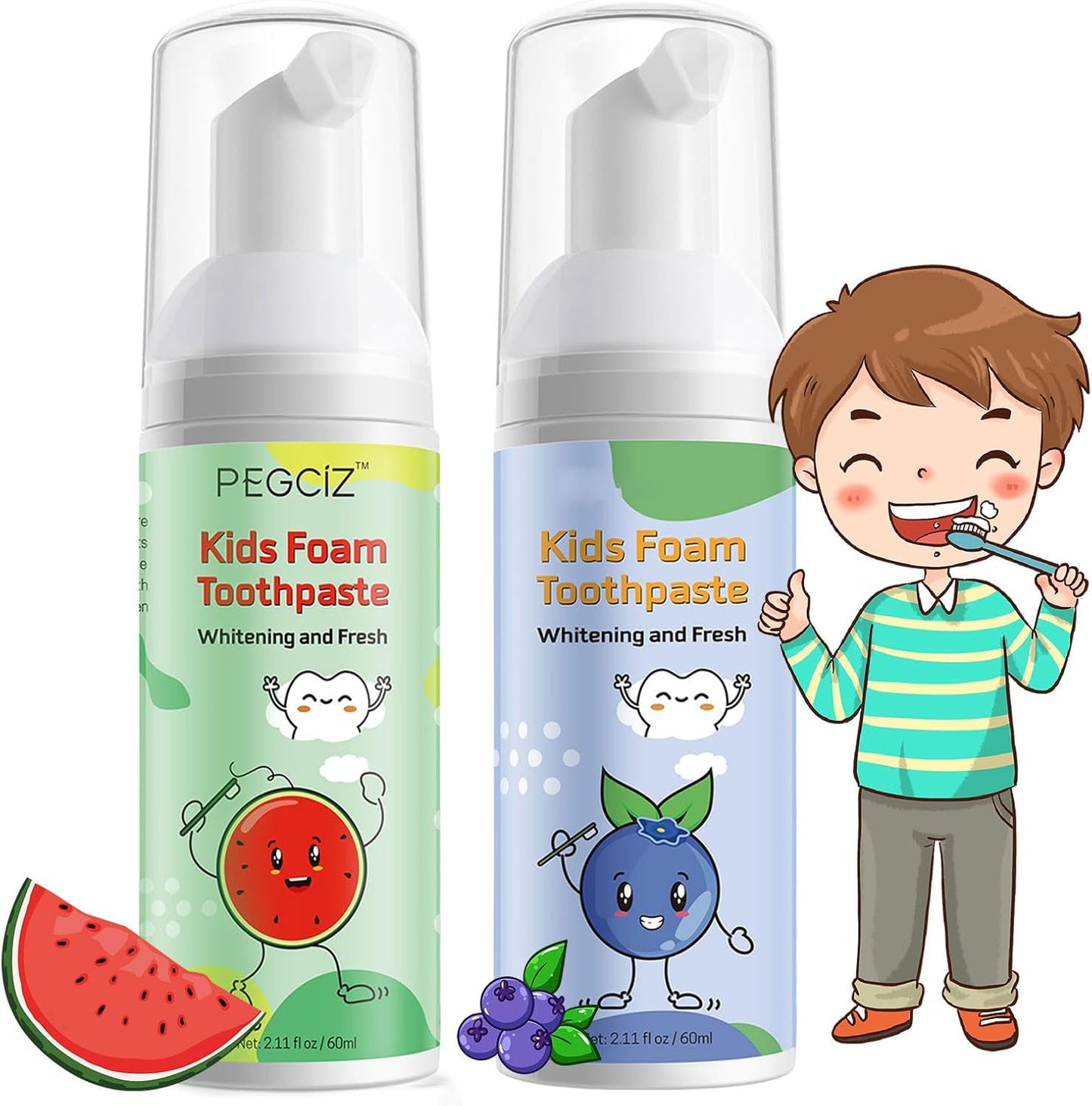 Foam Toothpaste Kids, Kids Mouthwash with Fruit Flavor - Toddler Toothpaste Age for Children, 360ºCare Natural Anti-Cavity Formulas with Fluoride for Electric & U-Shape Toothbrushes