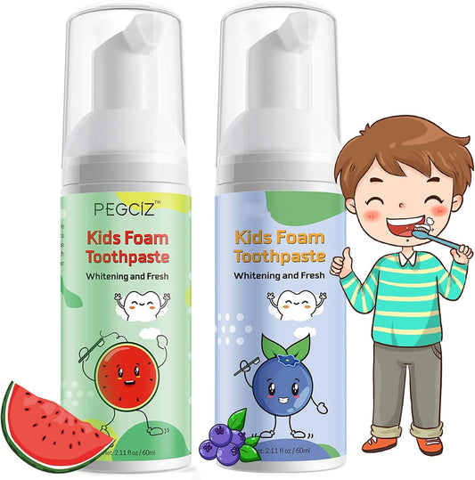 Foam Toothpaste Kids, Kids Mouthwash with Fruit Flavor - Toddler Toothpaste Age for Children, 360ºCare Natural Anti-Cavity Formulas with Fluoride for Electric & U-Shape Toothbrushes