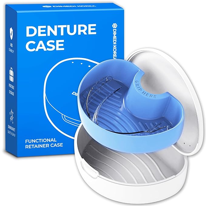 Denture storage case – Hygienic & Protective Denture Bath Cup – Travel-Friendly Orthodontic Dental Retainer Container, Portable, Secure for Invisalign, Mouth guards, Braces – Easy to Use