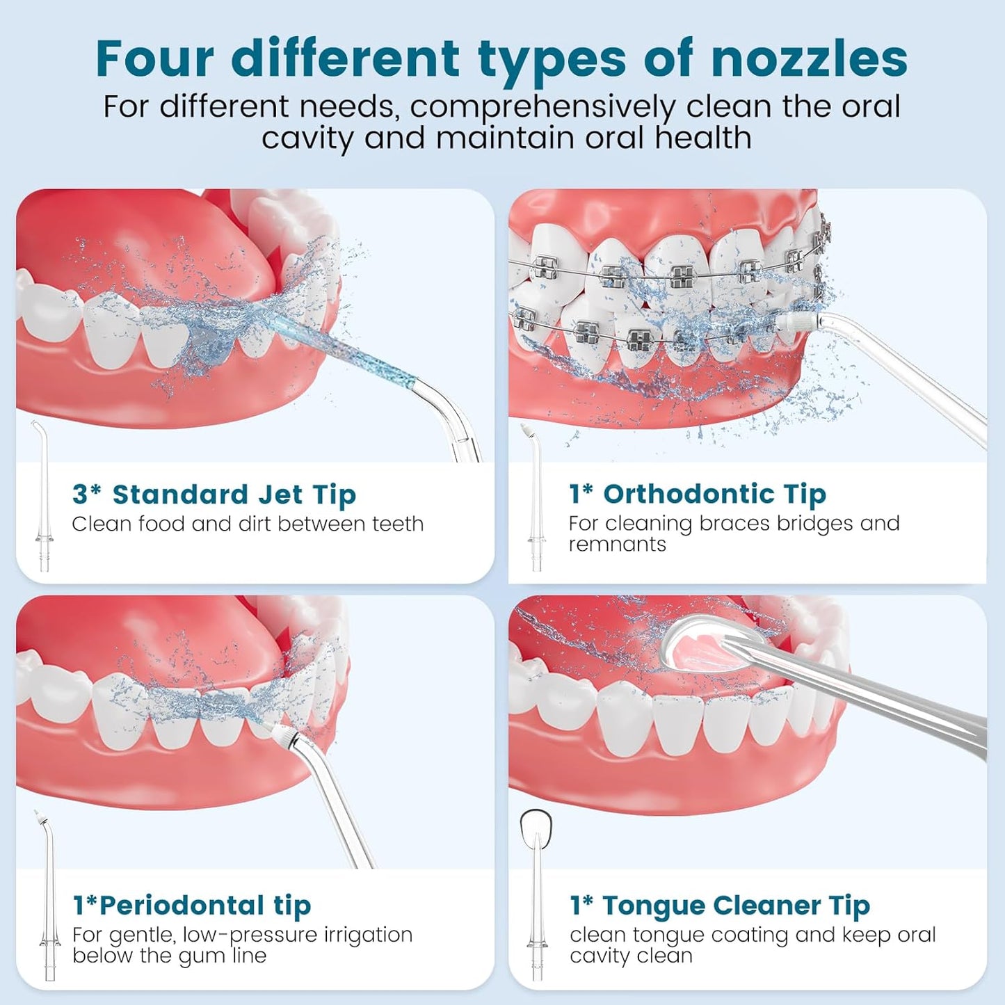 Water Flosser Cordless - 265ml Portable Water Flosser for Teeth with 6 Nozzles, 1400 Pulses/Min, 4 Modes, IPX7 Waterproof, 60-Day Battery for Braces, Sensitive Gums, Travel & Family Use