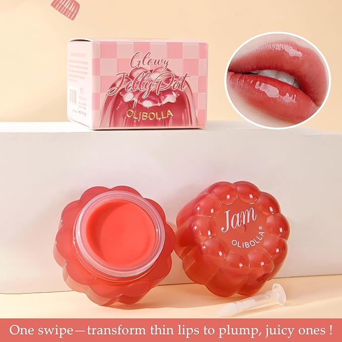 Lip Jam Pudding Pot - Multi-Use for Lips & Cheeks, Plumping & Non-Sticky Lip Gloss, Glossy Finish, All-Day Wear, Non-Drying & Blendable Formula, Natural Lip Tint and Cream Blush (0.12 fl.oz)