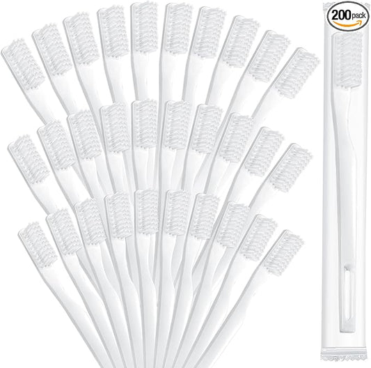 200 Pack Disposable Toothbrushes Bulk, Individually Wrapped Disposable Toothbrush, Soft Bristle Travel Toothbrushes, Single Use Toothbrush for Adult Hotels Guest Travel Donation Homeless