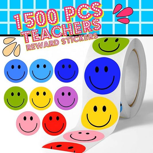 1500 Pcs Smiley Face Stickers Motivational Stickers for Teachers (Macaron-3 Pack)
