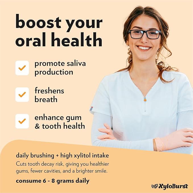 XyloBurst Gum | Xylitol Chewing Gum | Sugar Free, Gluten Free, Keto Friendly | Aspartame Free Gum For Oral Health | Fruit | 100-Count Jar