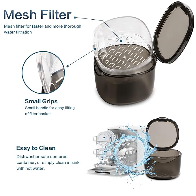 No-Leak Denture Bath Case, Retainer Cleaning Box, Clear Braces, Mouth Guard, Night Guard and Retainer (transparent blue)