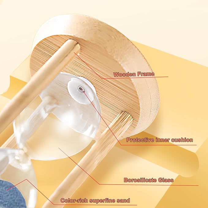 Sand Timer 30 Minute, Half-Hour Hourglass, Blue Sand Watch 30 Min,Decorative Wooden Sandglass for Work,Study,Cooking,Desk Decor & Gift