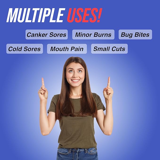 Fast Acting Cold Sore Canker Sore Treatment for Lips & Inside Mouth, Oral and Topical Rapid Pain Relief Over-The-Counter, 3g, 0.1 oz Tube, 1 Pack