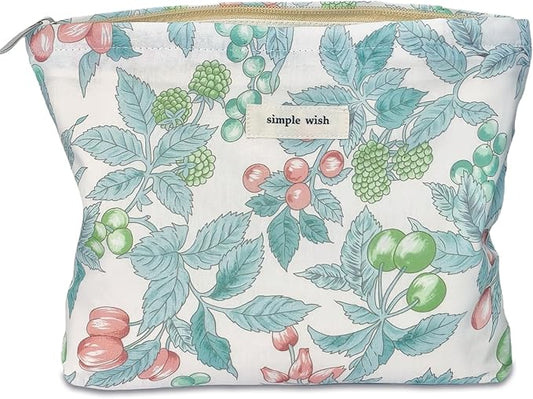 STARDW Aesthetic Floral Makeup Bag Cute Small Cosmetic Bags for Women Girls, Travel Toiletry Bag Large Capacity Zipper Makeup Pouch, Purse Organizer Pouches