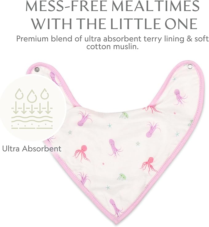 Bamboo Little Baby Bibs (Pack of 2) - Bibs with Adjustable Snaps- Absorbent Terry Backing