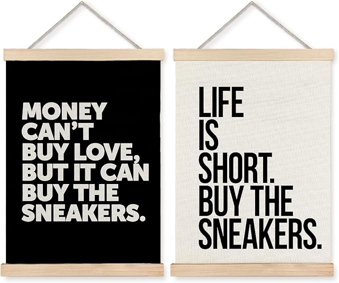 Yomisex Sneaker Wall Art, Shoes Poster, Sneakerhead Gifts for Men, Sneakerhead Room Decor, Trendy Sneaker Canvas Prints Wall Art Framed for Teen Boys Guys Mens Room Bedroom, 12x16 Inch Set of 2