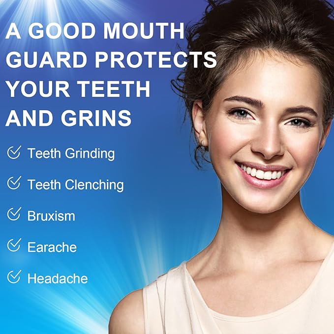 Mouth Guard for Grinding Teeth at Night, Neateeth Night Guards for Teeth Grinding & Clenching, Pack of 4 Dental Guards for Sleeping – 2 Sizes, Travel Case Included