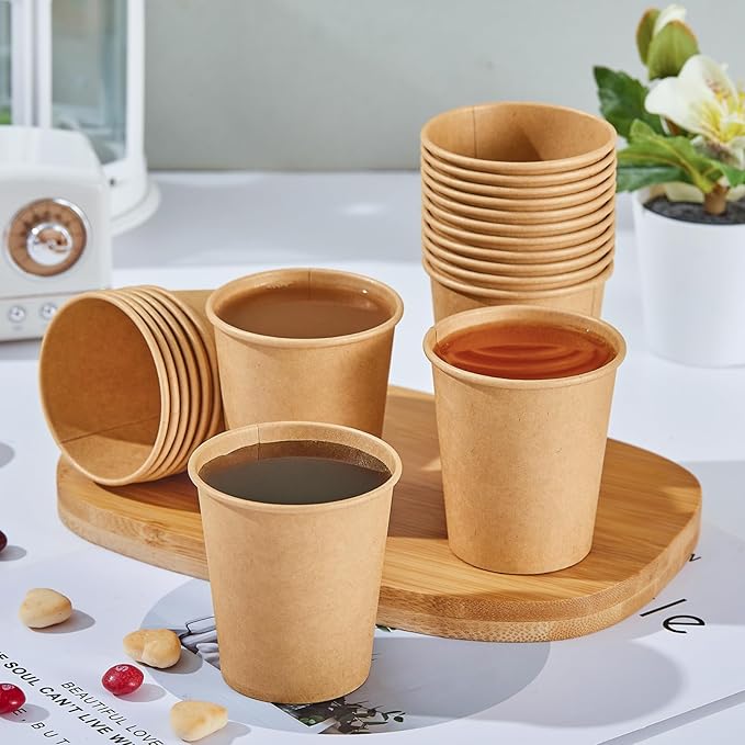 SIUQ 400 Pack 5 oz Kraft Paper Cups, Disposable Bathroom Cups, Mini Mouthwash Cups, Hot/Cold Beverage Drinking Cup for Home, Store, Travel, Events (Brown)