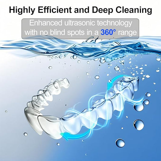 Ultrasonic Retainer Cleaner for Invisalign Portable Waterproof Mouth Guard Cleaner with Timer 3-Mode 180ml Night Guard Cleaner Powerful Cleaning-Best Gift for Braces Users/Christmas