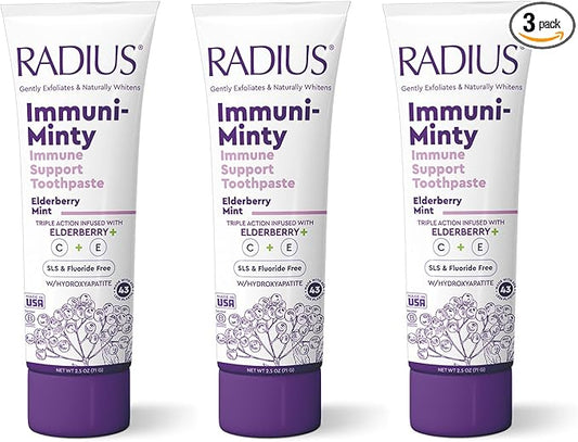 RADIUS ImmuniMinty Immune Support Toothpaste 2.5 Oz - Elderberry Mint - Pack of 3