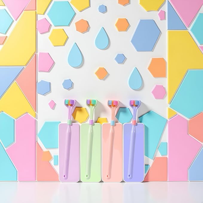 2 Pcs Random Color Three-Sided Soft Hair Toothbrush, Deeply and Thoroughly to Clean Teeth and Gums, Effective Wrap-Around Design, Suitable for Adults and Children Toothbrushes and Accessories