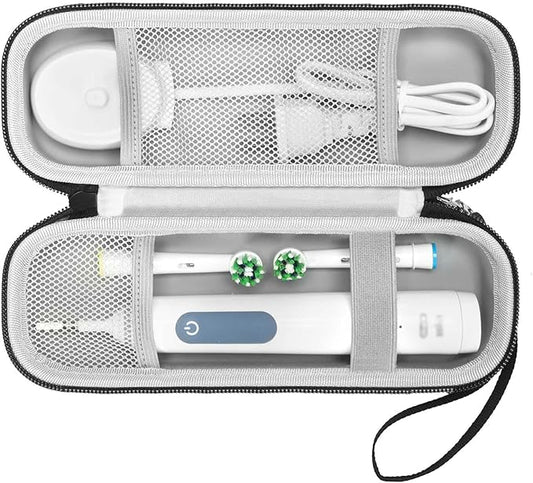 Toothbrush Travel Case Compatible with Oral-B Pro 1000 3000 5000 7000 7500 9600/ for Philips/for Sonicare/for ProtectiveClean 4100 5100 6500 7500 Electric Toothbrush (Only Case-Black/Gray)