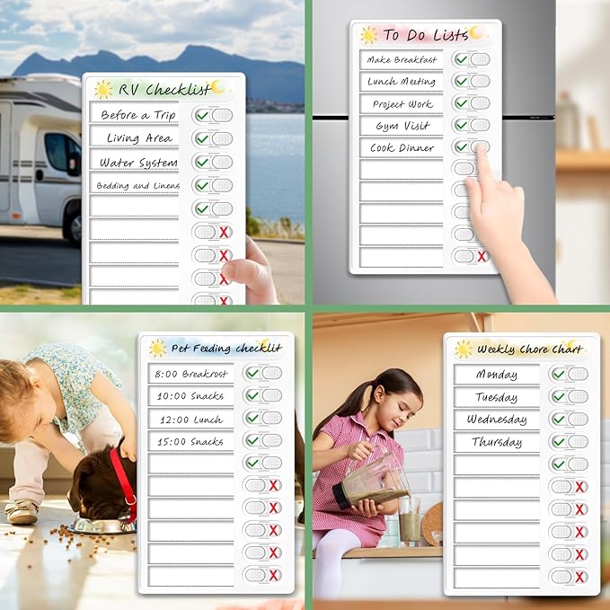 Upgraded Slider Dry Erase Chore Chart for Kids Multiple Kids, Whiteboard Magnetic Morning/Bedtime Routine Chart for Kid Toddlers Teens Adult, Visual Schedule for Kid with Autism