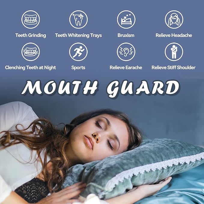 Mouth Guard for Teeth Grinding, Pack of 8 Moldable Mouth Guards for Clenching Teeth, Comfortable Night Guard for Adult Men Sport Athletic, Whitening Tray