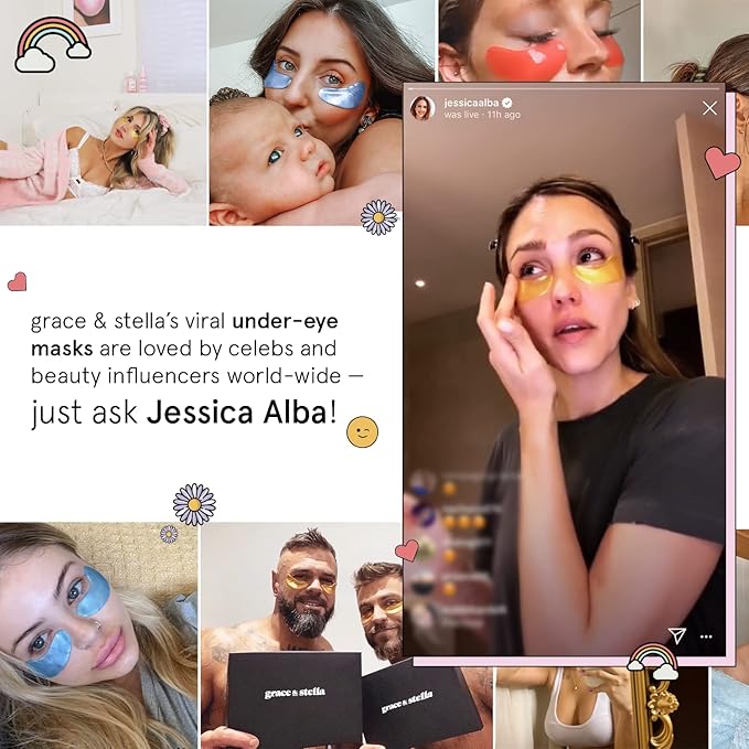 grace & stella Eye Mask Pink 24 Pairs + Lip Mask Bundle