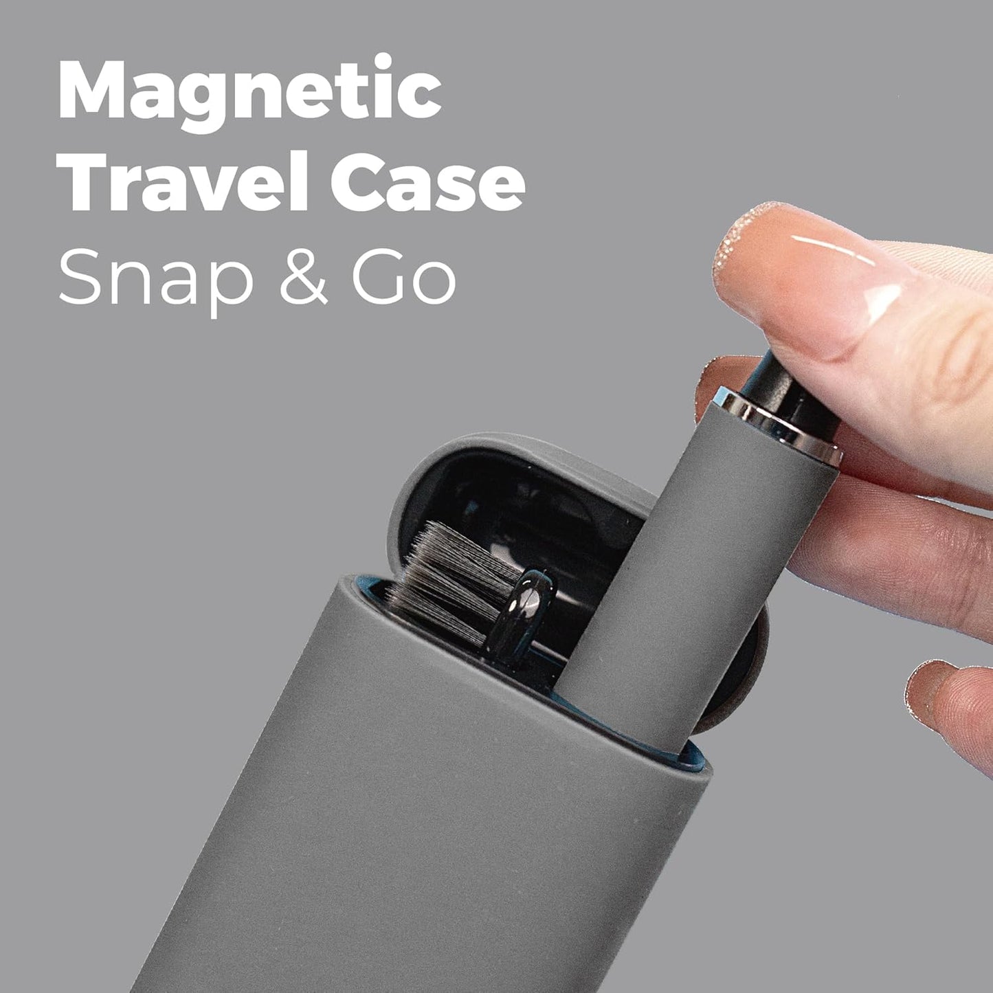 MIPOW Slim Pro i4 Electric Toothbrush Rechargeable Smart Ultra Sonic 3 Modes Magnetic Travel Case &Ceramic Dock, 60Day Long Battery Soft Bristles 2Heads IPX7 Waterproof,Color-(Gray)