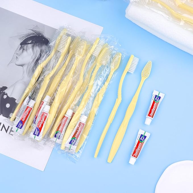 Disposable Toothbrush with Toothpaste Set, Individually Wrapped Soft Bristles Travel Size Manual Toothbrushes Kit in Bulk for Hotel/Travel/ Business/Donation/Homeless/Charity/Camping (500 Pack)