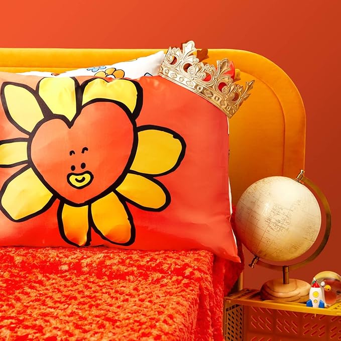 Kitsch x BT21 (Tata) Satin Pillowcase with Zipper for Hair & Skin - Softer Than Silk Pillow Cases, Smooth Cooling Pillow Cover, Wrinkle-Free, Machine Washable, King Size (19x36)