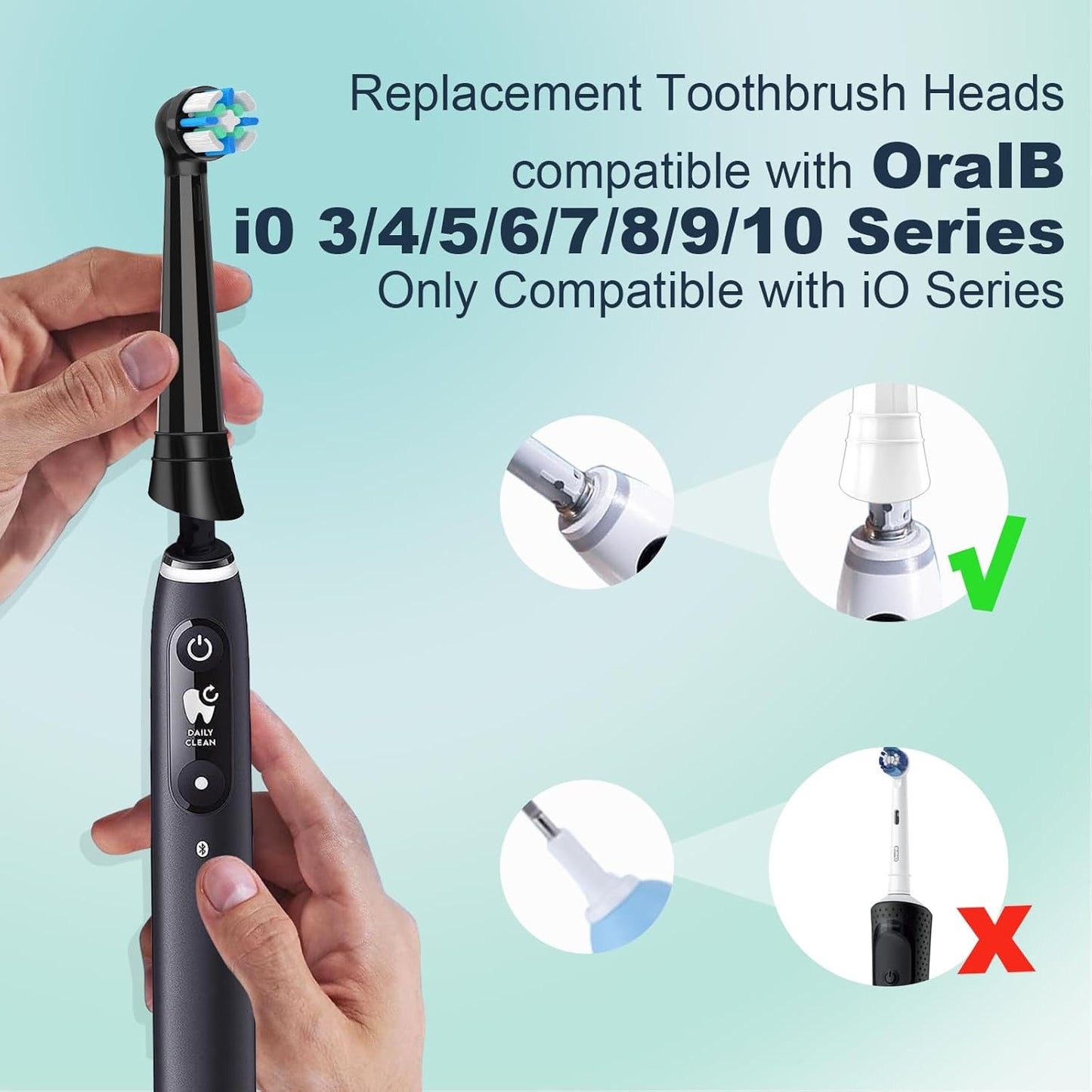 iO Replacement Heads Compatible with Oral B iO 3 4 5 6 7 8 9 10 Series Electric Toothbrush,IO Toothbrush Heads Compatible with Oral B iO,Medium-Hard bristles Care for Your Teeth,10pcs,Black/White