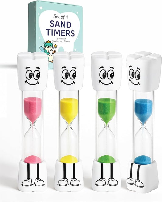 Toothbrush Timer for Kids - 2 Minute Sand Timer for Brushing Teeth - Tooth Brush Time Sand Clock - Two Minute Hour Glass - Enjoy Easy Nighttime Routines - Multi-Color Smily Face for Kids