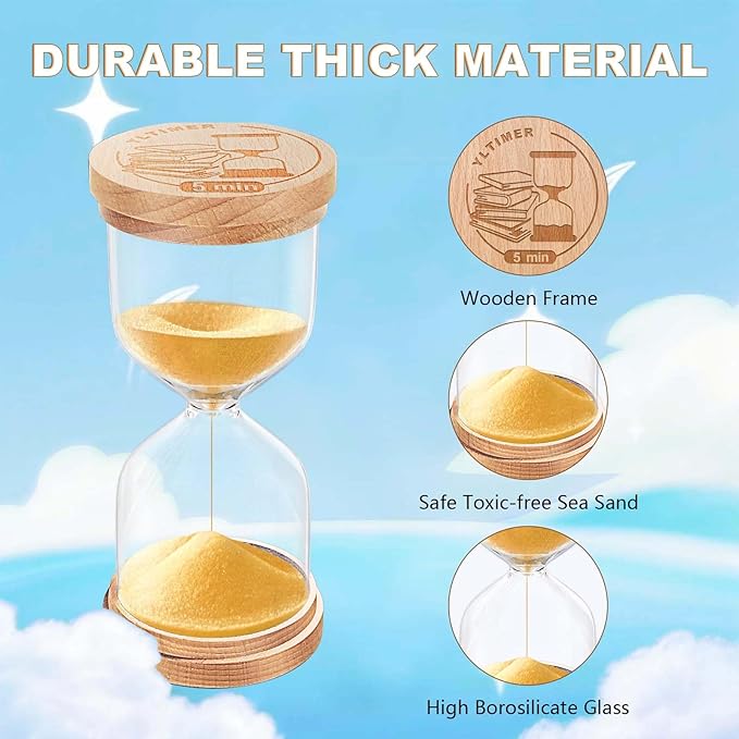 20 Minute Sand Timer, Wood Gold Sand Clock for Kids, Small Hourglass, Sandglass Hour Glass 20 Min for Classroom,Game,Decorative (Gold)