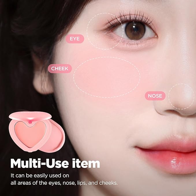 lilybyred Luv Beam Cheek Balm | Heart-Shaped Korean Cream Blush, Semi-Matte Finish, Long-Lasting, Blendable & Buildable, Soft Creamy Texture, Lightweight, Natural Flush, 0.12 oz.(12 Hearty Pink Beige)