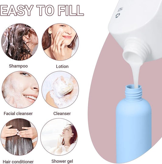 Travel Shampoo Bottle, Empty Plastic Squeeze Bottles 8.8oz with Flip Cap, Lotion Container for Toiletries Travel Size Shampoo and Conditioner