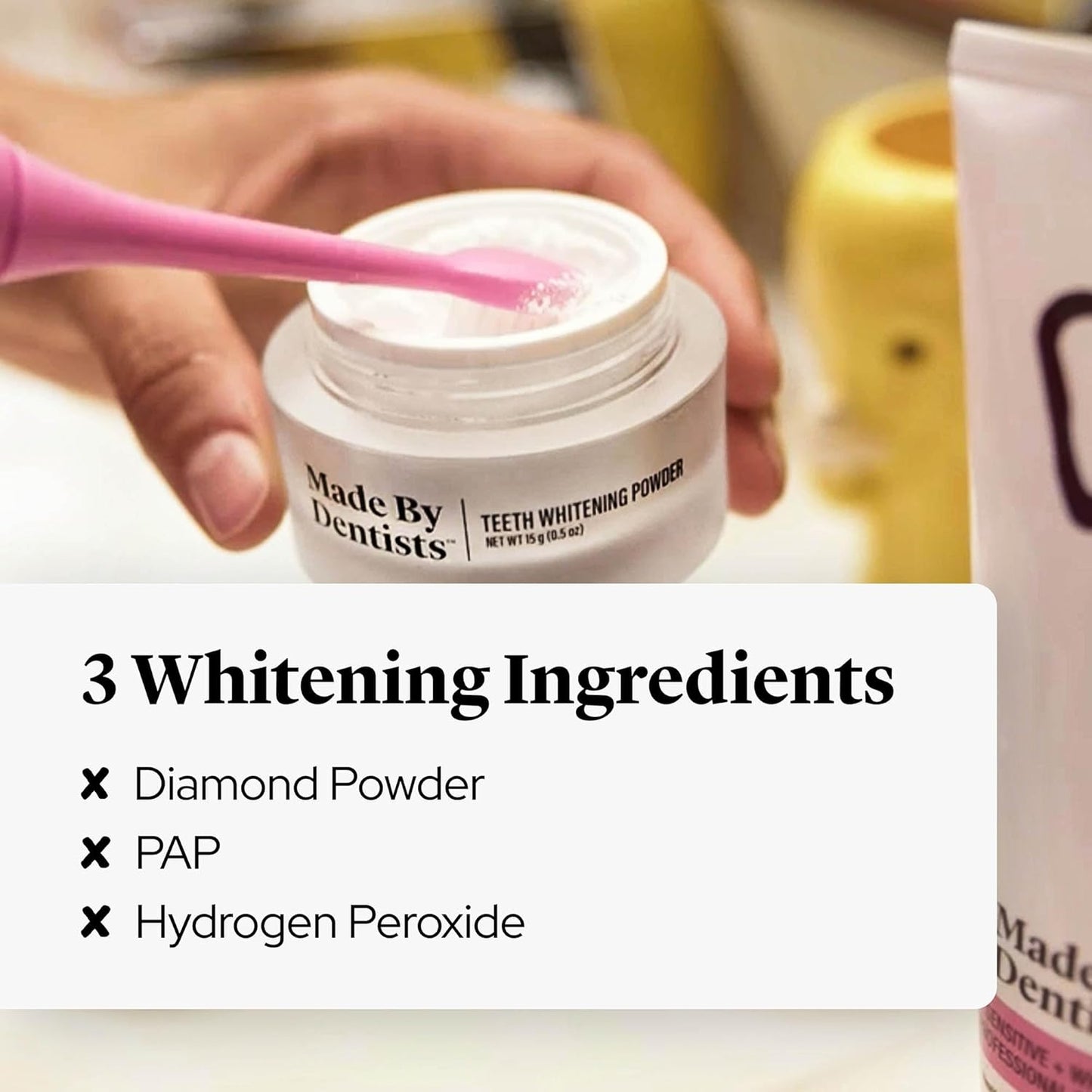 Made by Dentists Professional Teeth Whitening Powder - Remineralizing Hydroxyapatite Tooth Powder Formula with Pap, and Diamond Pwdr - Non-Abrasive Stain Remover for Instant Results