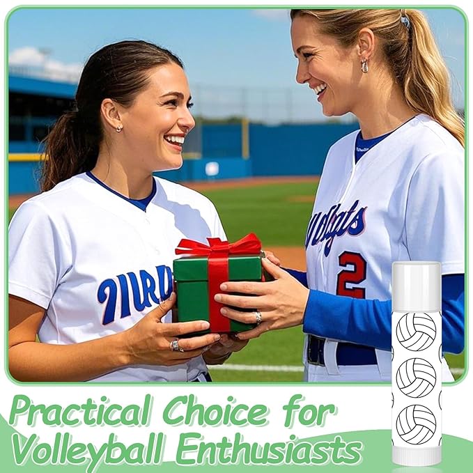 12 Pack Volleyball Lip Balm for Volleyball Theme Party Bulk Gifts,Beeswax Moisturizing Lip balm,Vanilla Flavor Plumping Chapstick for Volleyball Cheerleader Team Girls kids Men Women Sports Lovers