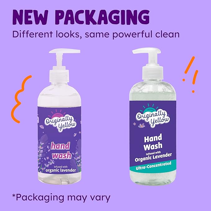 Originally Yellow Plant-Based Hand Soap All Natural Infused with Organic Lavender | Gentle Natural Hand Soap | Pet & Baby-Safe Soap, 16 Fl Oz (3-Pack)